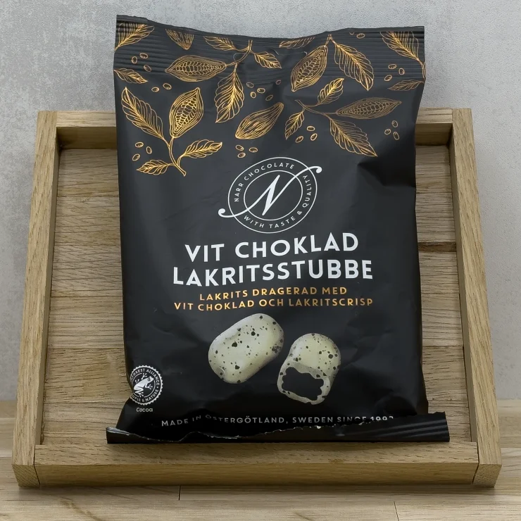 Narr Chocolate – Lakritz mit weißer Schokolade, Lakritzcrisp