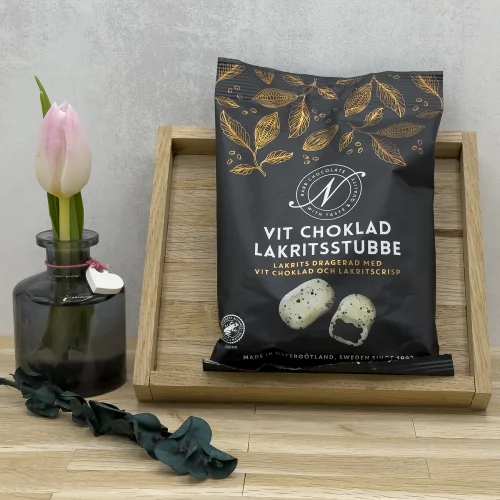Narr Chocolate – Lakritz mit weißer Schokolade, Lakritzcrisp