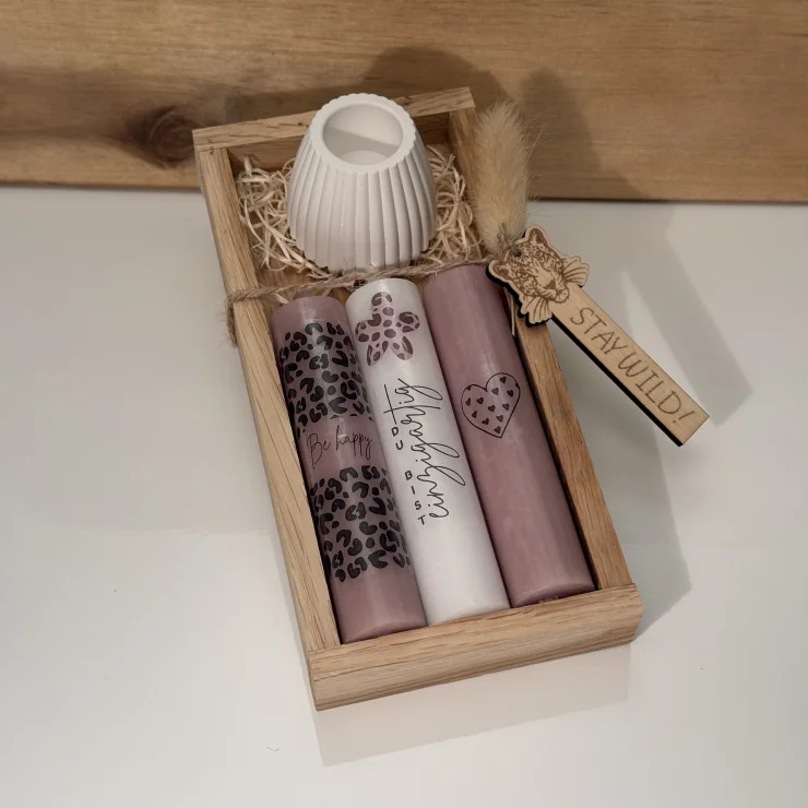 Geschenkset „Kerzen – Leo-Liebe groß“