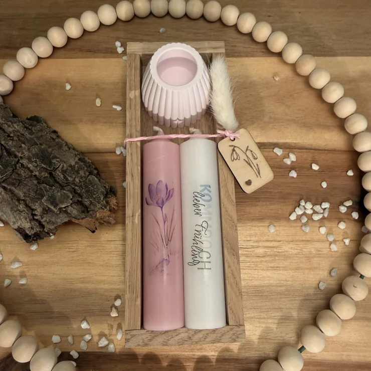 Geschenkset „Kerzen – Frühling Krokus“