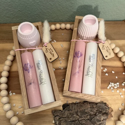 Geschenkset „Kerzen – Frühling Krokus“